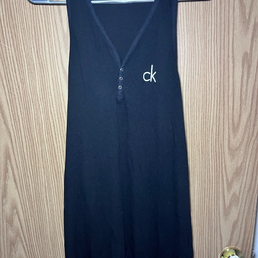 Calvin Klein Charcoal Ribbed V-Neck Tank Dress